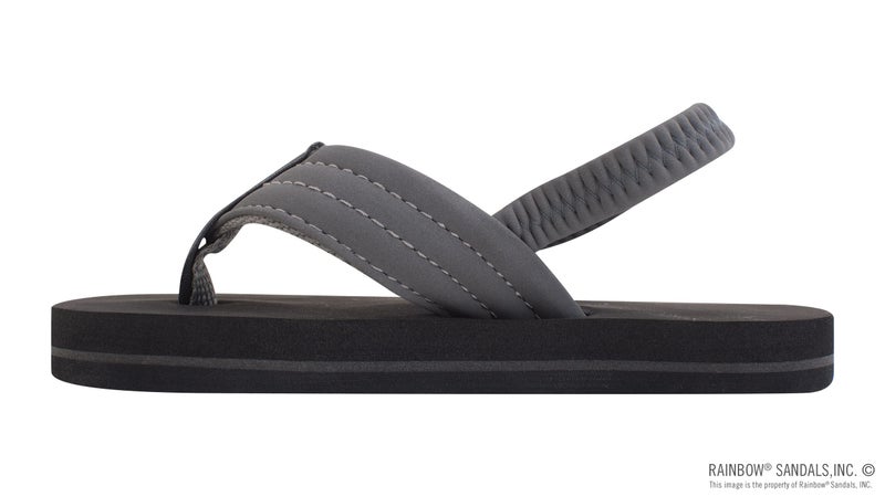 Rainbow Sandals Kid's Grombow's Soft Top Rubber w/Neoprene Strap, Dark Grey, Kid's 07-08 w/backstrap B(M) US - Image 2